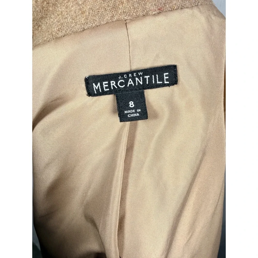 J.Crew Mercantile City Wool Blend Coat Size‎ 8 Camel Tan Funnel Collar - Picture 9 of 13